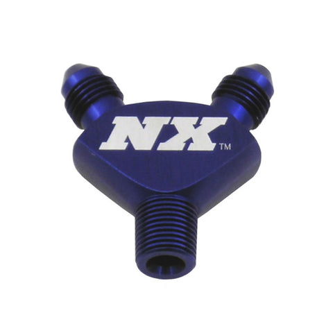 Nitrous Express 1/8NPT x 3AN x 3AN Billet Pure-Flo Y Fitting - Blue - 16078