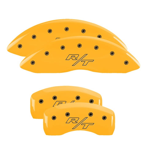 MGP 4 Caliper Covers Engraved Front & Rear Vintage Style/RT Yellow finish black ch - 12192SRTRYL