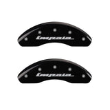 MGP 4 Caliper Covers Engraved Front & Rear Impala Black finish silver ch - 14223SIMPBK