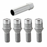 McGard Wheel Lock Bolt Set - 4pk. (Tuner / Cone Seat) M12X1.5 / 17mm Hex / 22.4mm Shank L. - Chrome - 27192