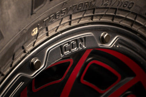 ICON Victory17x8.5 6x5.5 0mm Offset 4.75in BS Satin Black w/Red Tint Wheel - 3017858347SBRT