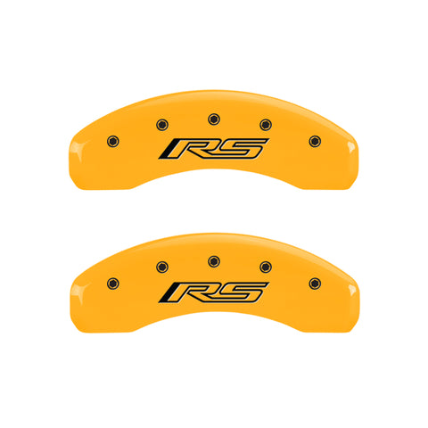 MGP 4 Caliper Covers Engraved Front & Rear Gen 5/RS Yellow finish black ch - 14240SRS5YL