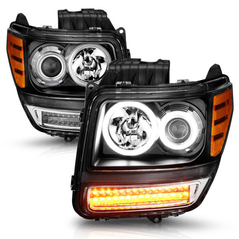 ANZO 2007-2012 Dodge Nitro Projector Headlights w/ Halo Black (CCFL) G2 - 111145