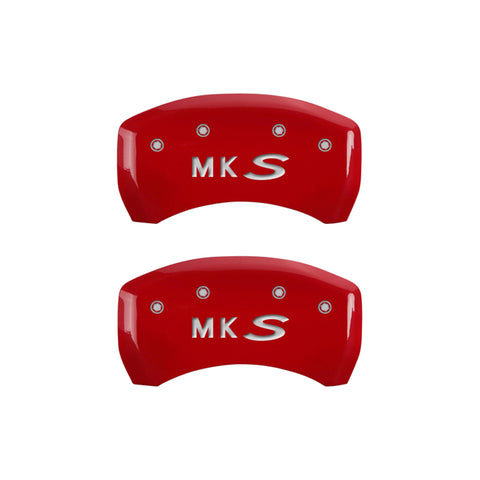 MGP 4 Caliper Covers Engraved Front Lincoln Engraved Rear MKS Red finish silver ch - 36019SLCSRD