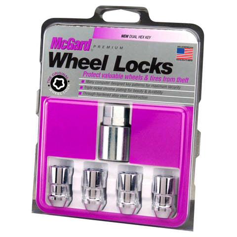 McGard Wheel Lock Nut Set - 4pk. (Cone Seat) 1/2-20 / 3/4 & 13/16 Dual Hex / 1.46in. Length - Chrome - 24130