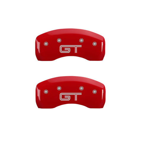 MGP 4 Caliper Covers Engraved Front Mustang Engraved Rear S197/GT Red finish silver ch - 10017SMG2RD