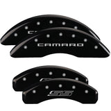 MGP 4 Caliper Covers Engraved Front Gen 5/Camaro Engraved Rear Gen 5/SS Black finish silver ch - 14241SCS5BK