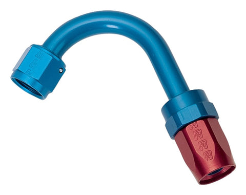 Russell Performance -8 AN Red/Blue 120 Degree Full Flow Swivel Hose End (With 1-1/4in Radius) - 613230