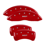 MGP 4 Caliper Covers Engraved Front & Rear 18-19 Buick Regal Sportback Red Finish Silver Characters - 49014SMGPRD