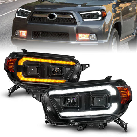 ANZO 10-13 Toyota 4Runner Projector Headlights - Black - 111602