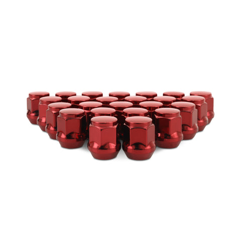 Mishimoto Steel Acorn Lug Nuts M14 x 1.5 - 24pc Set - Red - MMLG-AC1415-24RD