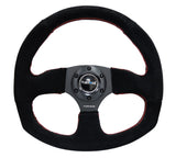 NRG Reinforced Steering Wheel (320mm Horizontal / 330mm Vertical) Suede w/Red Stitch - RST-009S-RS