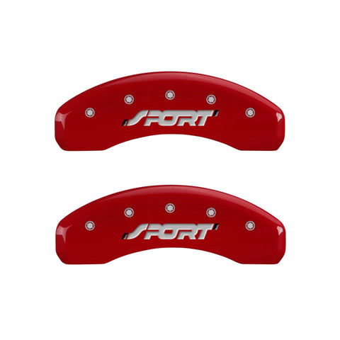 MGP 4 Caliper Covers Engraved Front & Rear SPORT Red finish silver ch - 10119SSPORD