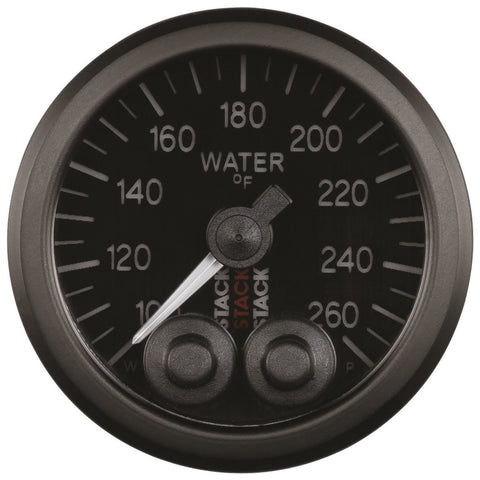 Autometer Stack Pro Control 52mm 100-260 deg F Water Temp Gauge - Black (1/8in NPTF Male) - ST3508