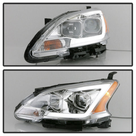 xTune 13-15 Nissan Sentra DRL LED Light Bar Halogen Projector Headlights - Chrm (PRO-JH-NS13-LB-C) - 9042980