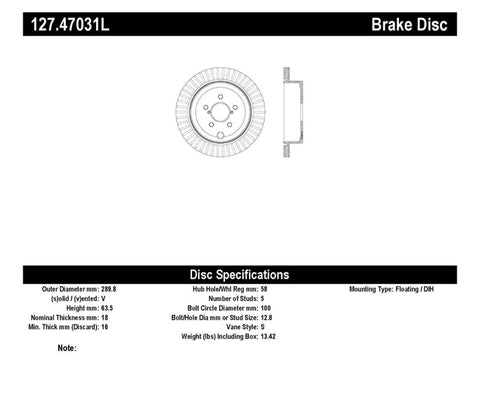 StopTech Slotted & Drilled Sport Brake Rotor - 127.47031L