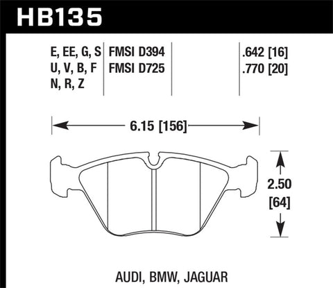 Hawk 95-02 BMW M3 Blue 42 Front Brake Pad - HB135EE.760