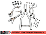 AWE Tuning 16-19 Chevy Camaro SS Resonated Cat-Back Exhaust -Track Edition (Quad Chrome Silver Tips) - 3015-42090