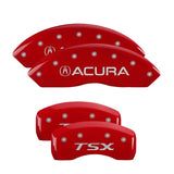 MGP 4 Caliper Covers Engraved Front Acura Engraved Rear TSX Red finish silver ch - 39016STSXRD