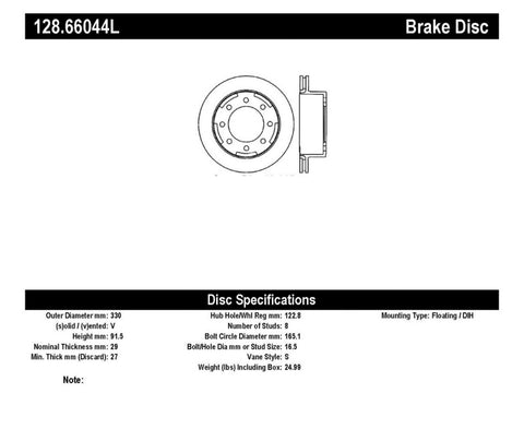 StopTech Drilled Sport Brake Rotor - 128.66044L