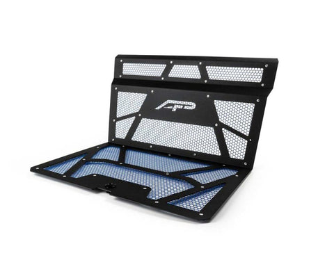 Agency Power 14-18 Polaris RZR XP 1000 / XP Turbo Vented Engine Cover - Matte Black/Blue Mesh - AP-RZR-111-FMB-MBLU