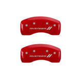 MGP 4 Caliper Covers Engraved Front & Rear With stripes/Avenger Red finish silver ch - 12192SAV1RD