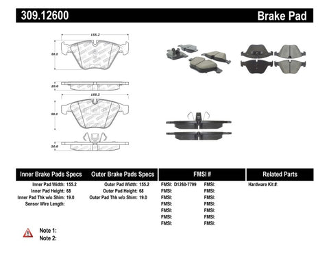 StopTech Performance Brake Pads - 309.12600