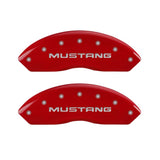 MGP 4 Caliper Covers Engraved Front Mustang Engraved Rear Pony Red finish silver ch - 10095SMPYRD