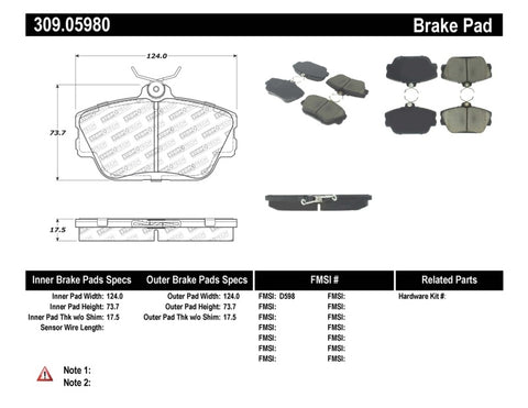 StopTech Performance Brake Pads - 309.05980