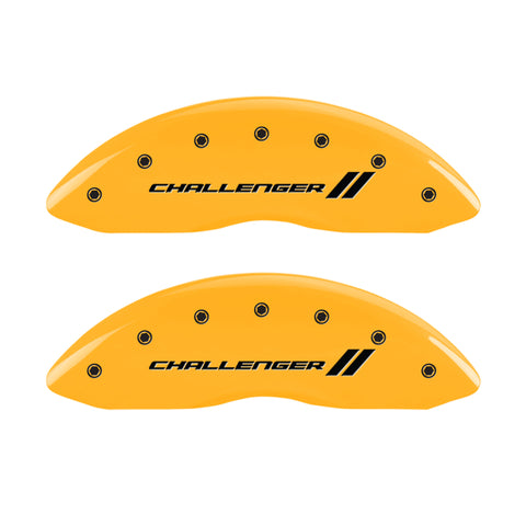 MGP 4 Caliper Covers Engraved F & R Stripes/Challenger Yellow Finish Black Char 2006 Dodge Charger - 12005SCL1YL