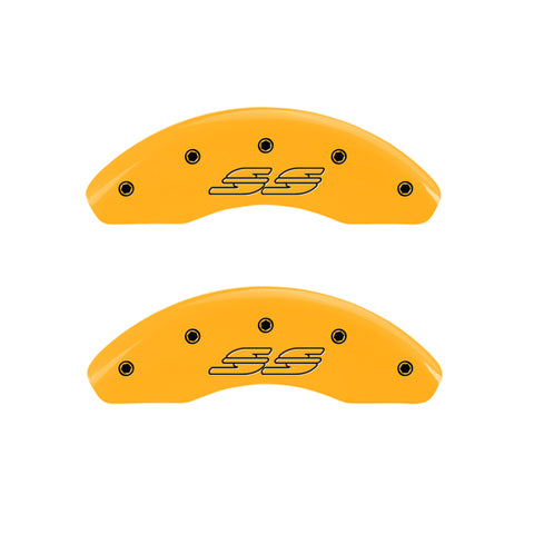 MGP 4 Caliper Covers Engraved Front & Rear Impala style/SS Yellow finish black ch - 14223SSS2YL