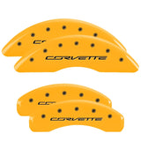 MGP 4 Caliper Covers Engraved Front & Rear C7/Corvette Yellow finish black ch - 13084SCV7YL