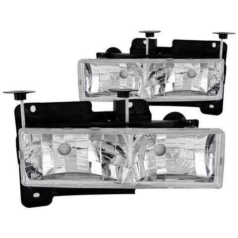 ANZO 1988-1998 Chevrolet C1500 Crystal Headlights Chrome w/o Bulbs - 111136