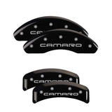 MGP 4 Caliper Covers Engraved Front & Rear Gen 4/Camaro Black finish silver ch - 14026SCA4BK