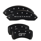 MGP 4 Caliper Covers Engraved Front Mustang Engraved Rear GT Black finish silver ch - 10198SMGTBK