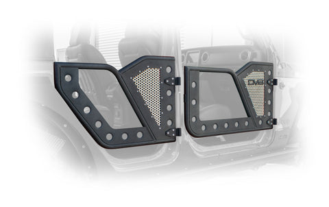 DV8 Offroad Jeep 18+ Wrangler JL / 20+ Gladiator JT Rear Rock Doors w/ Perforated Aluminum Mesh - RDJL-01R