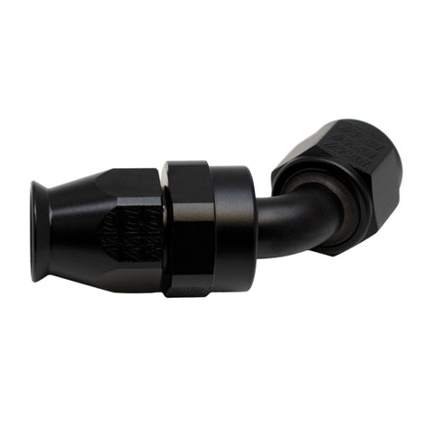 DeatschWerks 8 AN Female Flare Swivel 60-Degree Hose End PTFE - Anodized Matte Black - 6-02-0874-B