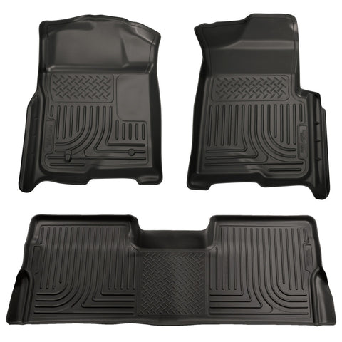 Husky Liners 08-10 Ford SD Super Cab WeatherBeater Combo Black Floor Liners (w/o Manual Trans Case) - 98391