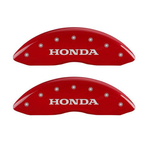 MGP 4 Caliper Covers Engraved Front Honda Engraved Rear Pilot/2015 Red finish silver ch - 20213SPLTRD