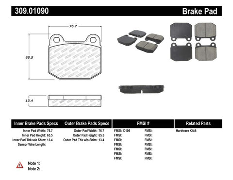 StopTech Performance 05-06 Lotus Exige Front Brake Pads - 309.01090