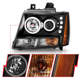 ANZO 2007-2013 Chevrolet Avalanche Projector Headlights w/ Halo Black (CCFL) - 111109