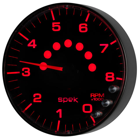 Autometer Spek-Pro Gauge Tachometer 5in 8K Rpm W/Shift Light & Peak Mem Black/Black - P238328