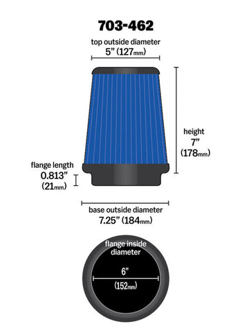 Airaid Universal Air Filter - Cone 6 x 7-1/4 x 5 x 7 - 703-462