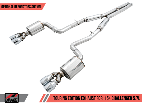 AWE Tuning 2017+ Challenger 5.7L Touring Edition Exhaust - Non-Resonated - Chrome Silver Quad Tips - 3020-42076