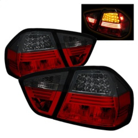 Spyder BMW E90 3-Series 06-08 4Dr LED Tail Lights Red Smoke ALT-YD-BE9006-LED-RS - 5000910