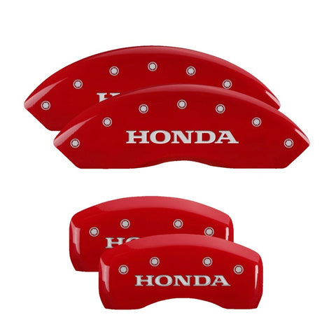 MGP 4 Caliper Covers Engraved Front & Rear Honda Red finish silver ch - 20203SHONRD