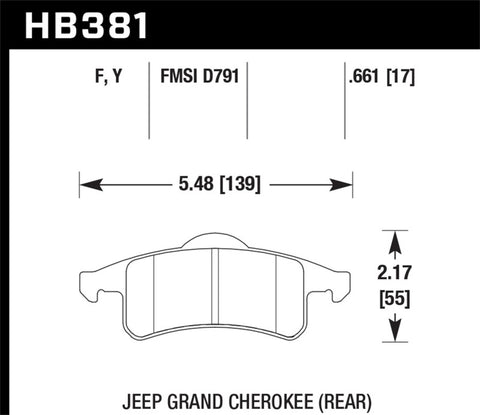 Hawk 99-04 Jeep Grand Cherokee LTS Street Rear Brake Pads - HB381Y.661