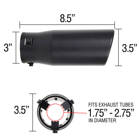 Spectre Exhaust Tip 3-1/2in. OD / Slant - Black - 22360