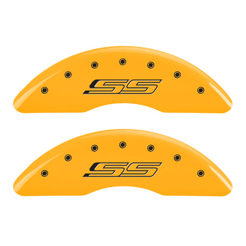 MGP 4 Caliper Covers Engraved Front & Rear Gen 5/SS Yellow finish black ch - 14241SSS5YL