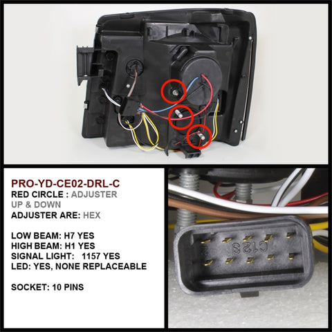 Spyder Cadillac Escalade 02-06 Projector Halogen Model- LED Halo DRL Blk PRO-YD-CE02-DRL-BK - 5037947